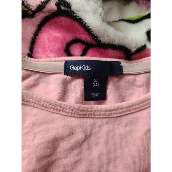 Gap Kids XL 12 Juniors Kids Girls Pink Longsleeve Pug Dog Pearl Necklace Lace - Picture 3 of 6